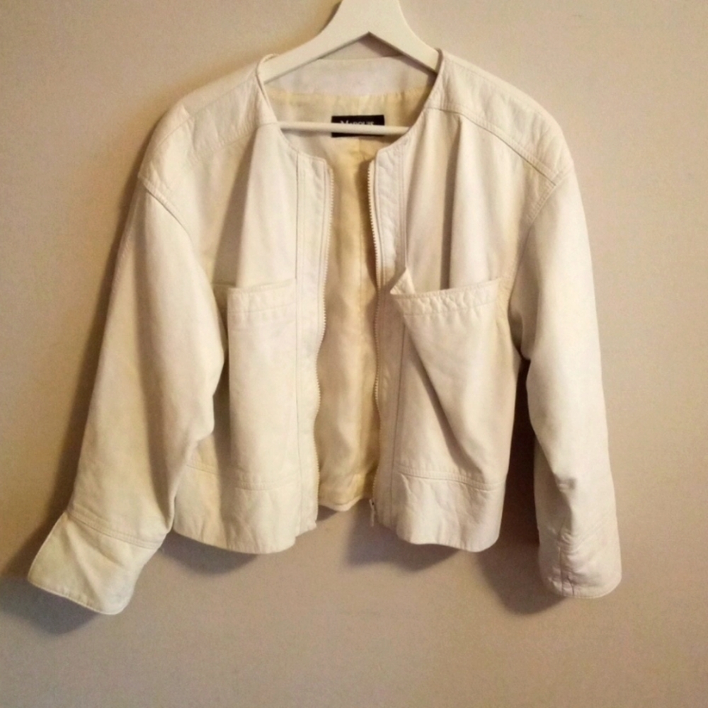 Vintage  White leather jacket
